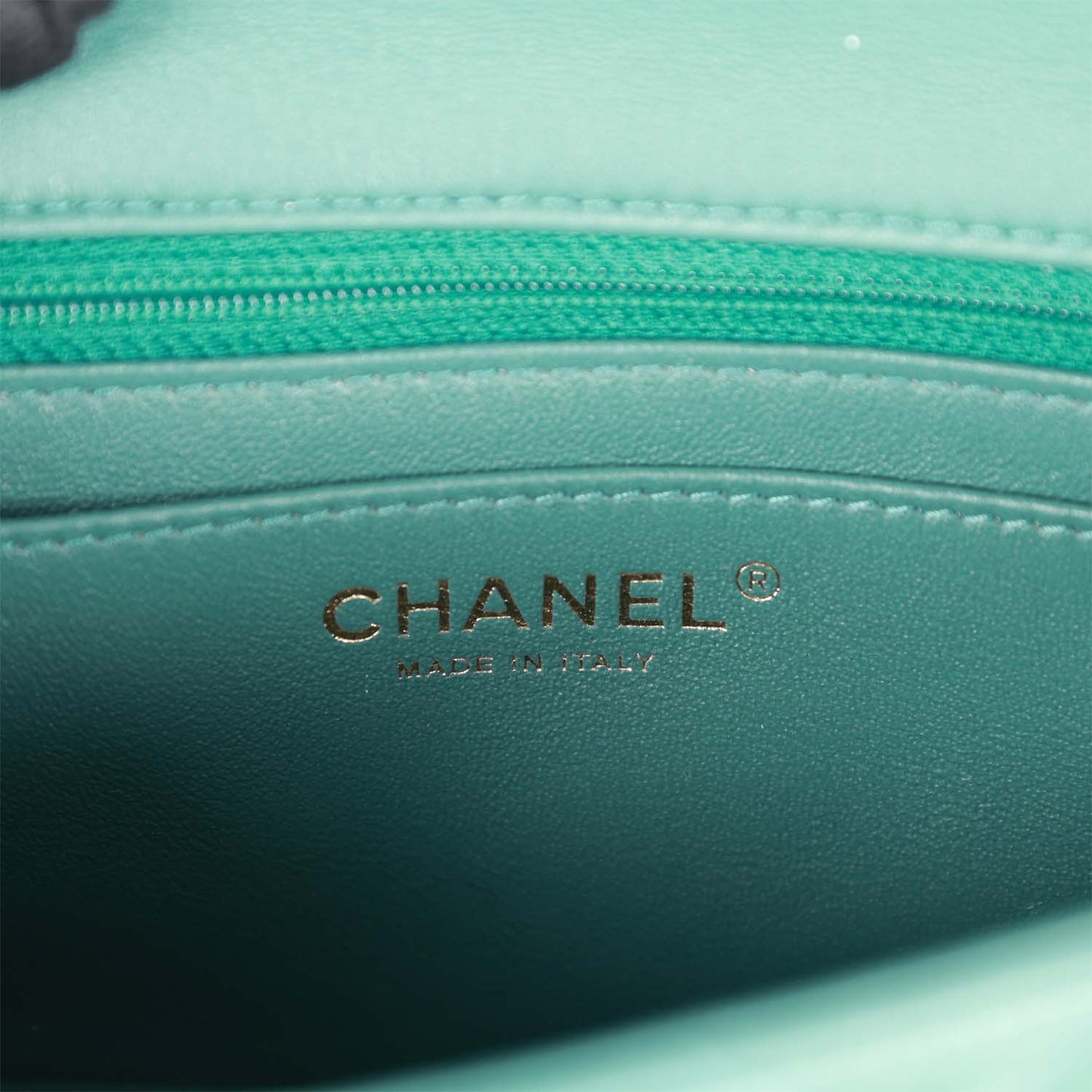 CC Mini Rectangular Flap Bag Green Lambskin Light Gold Hardware