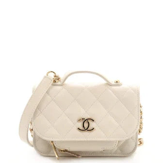 CC Business Affinity Flap Clutch with Chain Quilted Caviar