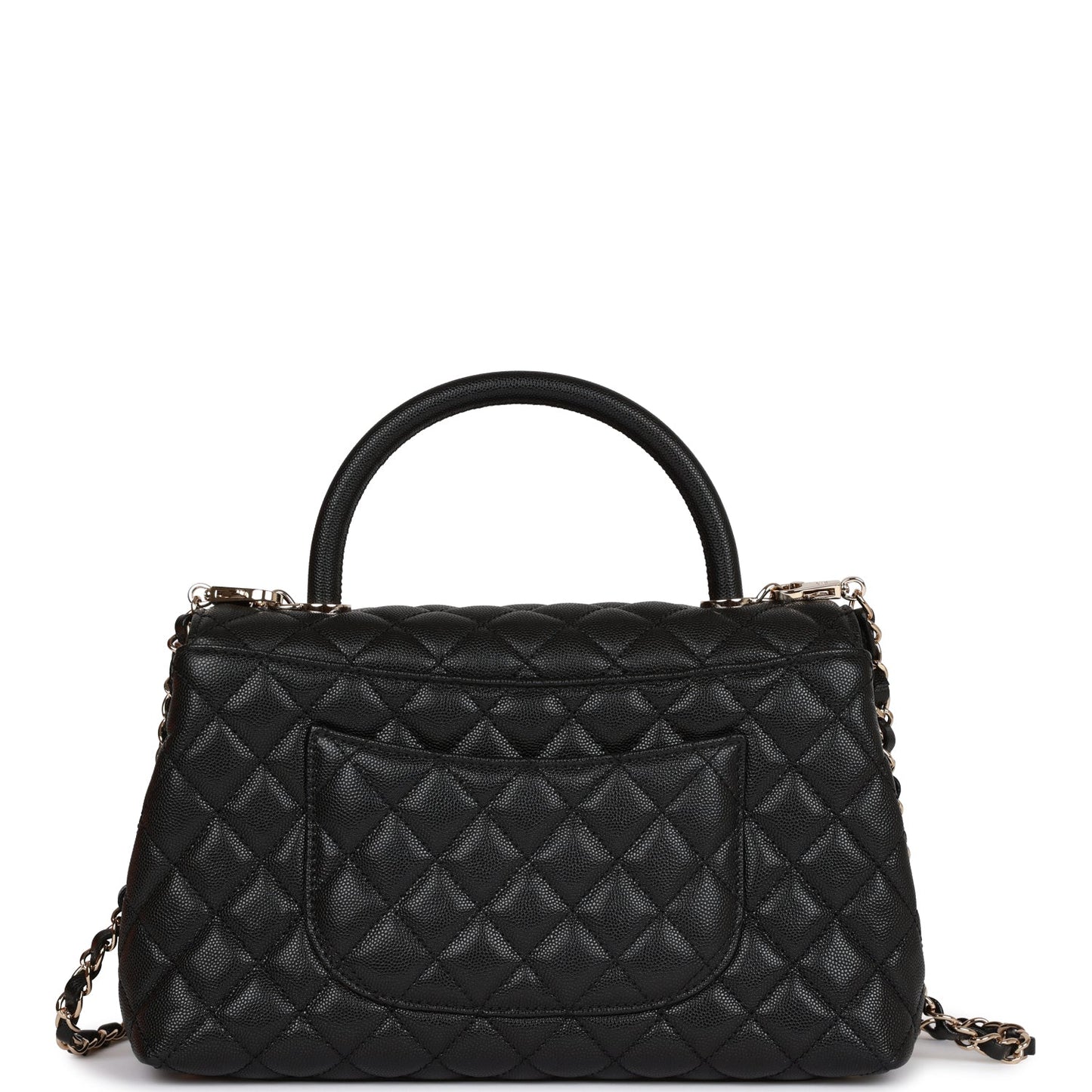 CC Small Coco Handle Flap Bag Black Caviar Light Gold Hardware
