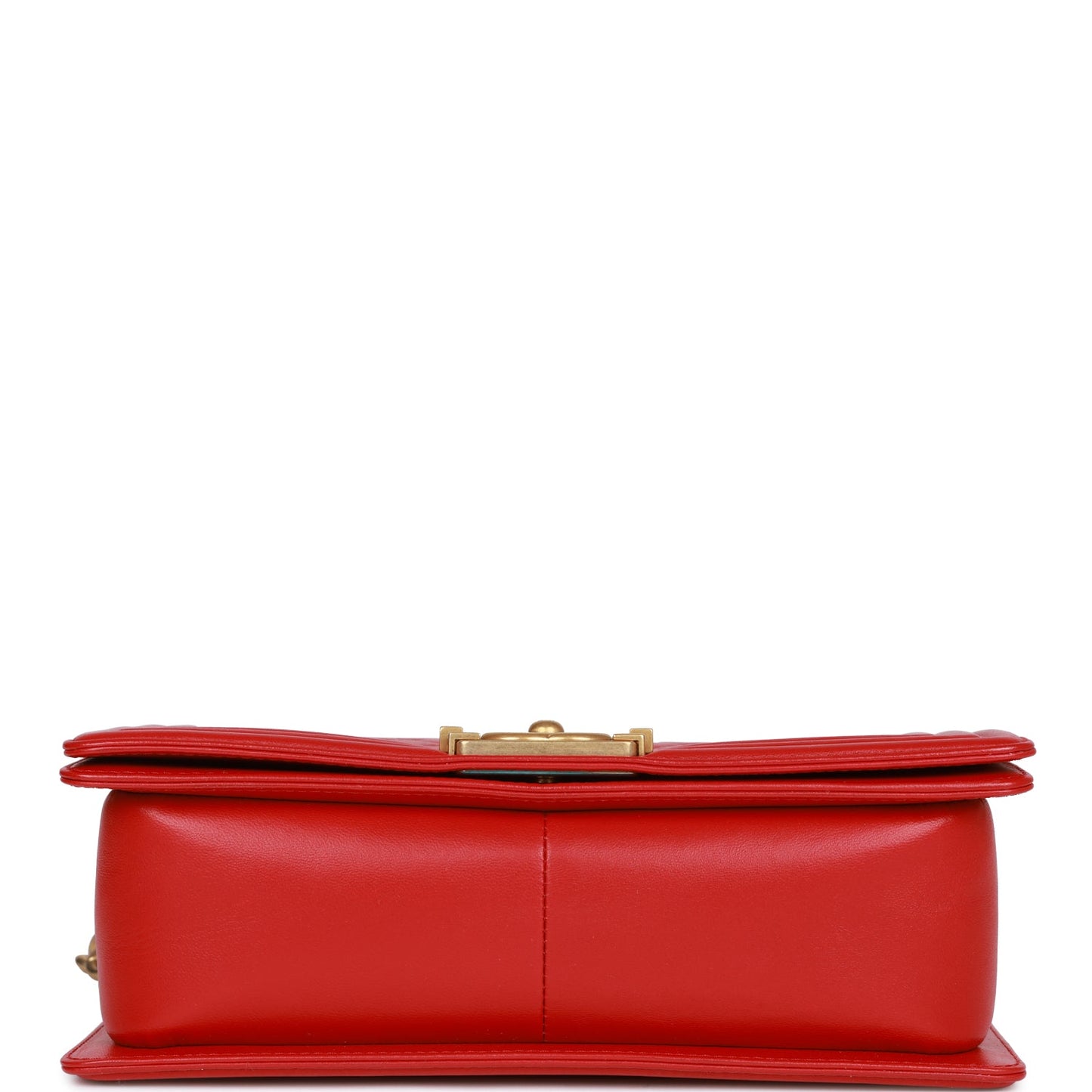 CC Medium Boy Bag Red Lambskin Antique Gold Hardware