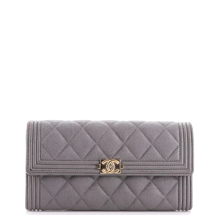CC Boy Flap Wallet Quilted Leather Long