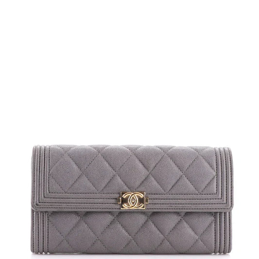 CC Boy Flap Wallet Quilted Leather Long