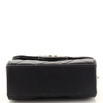 CC Square Classic Flap Top Handle Clutch with Chain Quilted Lambskin