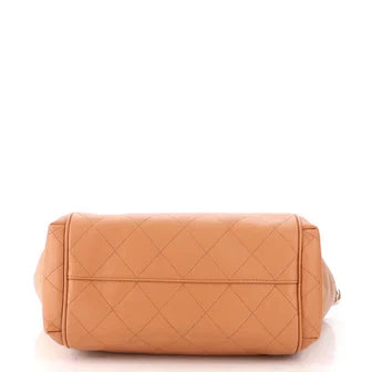CC Open Shopping Tote Stitched Leather Large