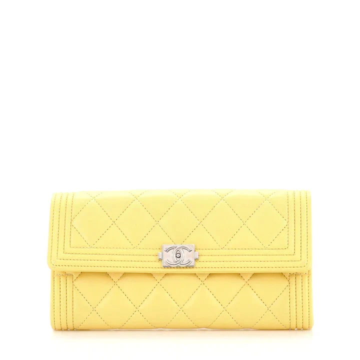 CC Boy Flap Wallet Quilted Lambskin Long