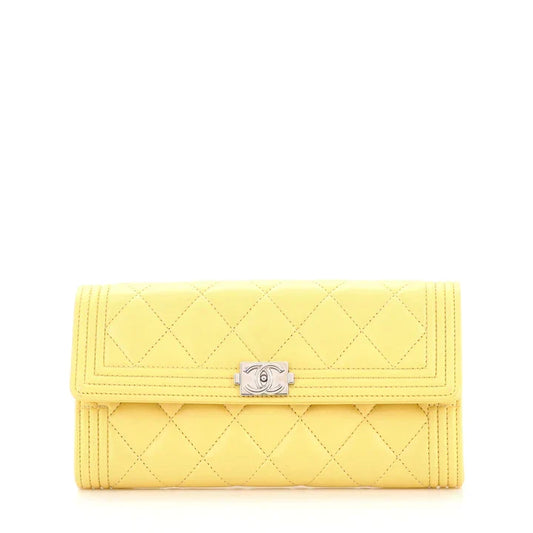 CC Boy Flap Wallet Quilted Lambskin Long